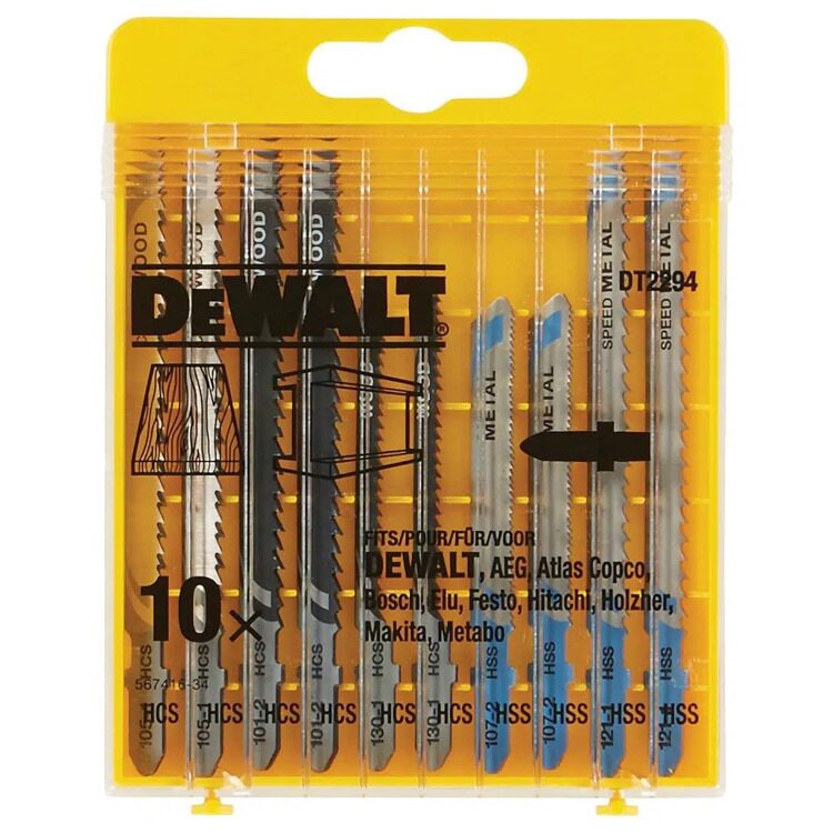 Набор биметаллических полотен для электролобзиков по дереву DeWALT 10шт. DT2294-QZ