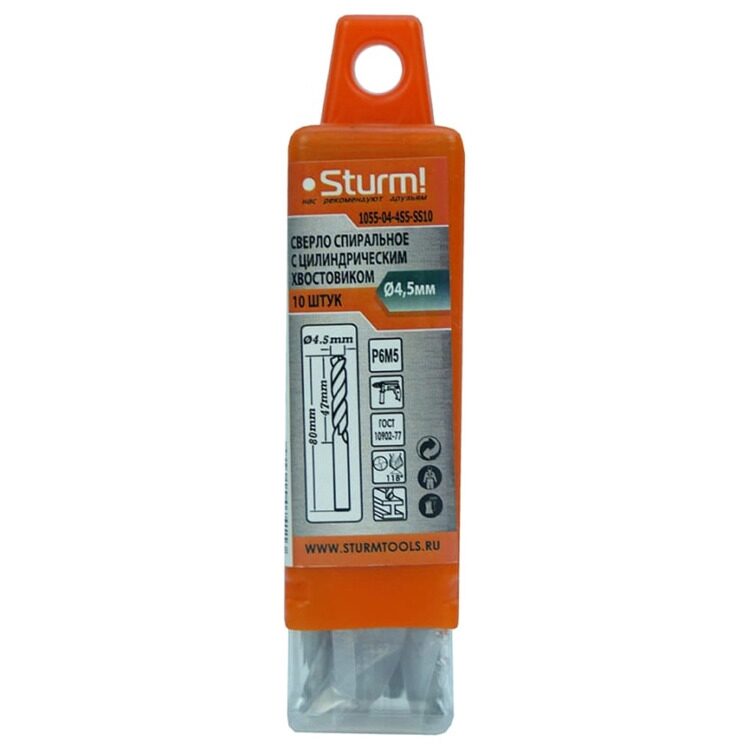 Сверло по металлу Sturm! 4.5х80мм 10шт. 1055-04-4S5-SS10