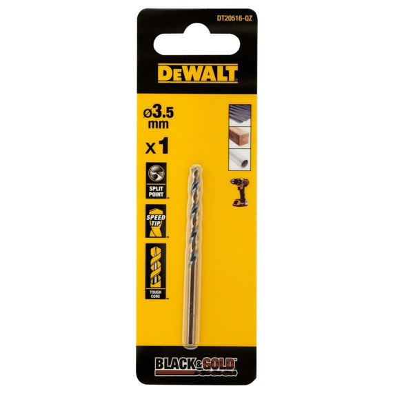 Сверло по металлу DeWALT "BLACK & GOLD" 3.5х39х70мм DT20516-QZ Сверло по металлу DeWALT "BLACK & GOLD" 3.5х39х70мм DT20516-QZ