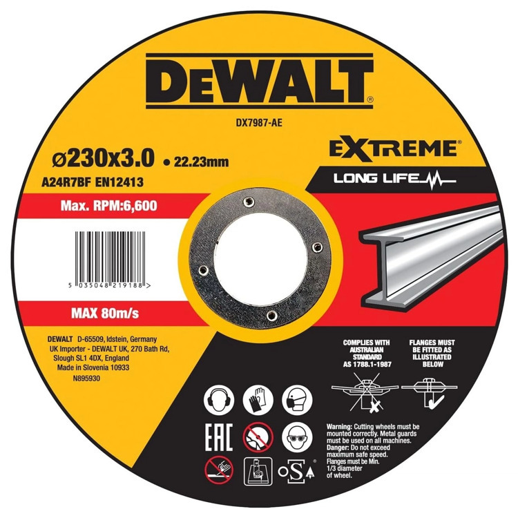 Диск отрезной по металлу DeWALT "EXTREME" 230х22.2х3мм DX7987-AE